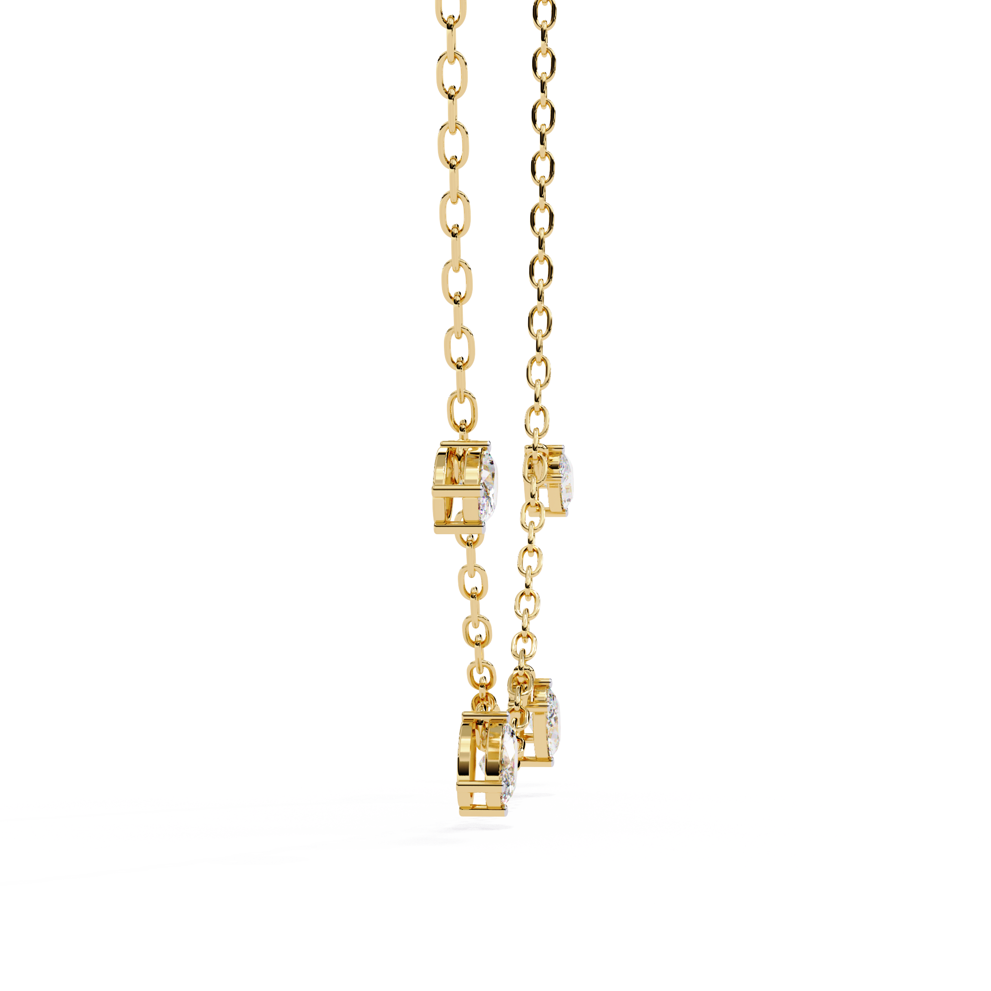 Solitairekart 1.45ct Four Bezel Set Oval Cut Natural Diamond Necklace-HI Color, VS-SI Clarity